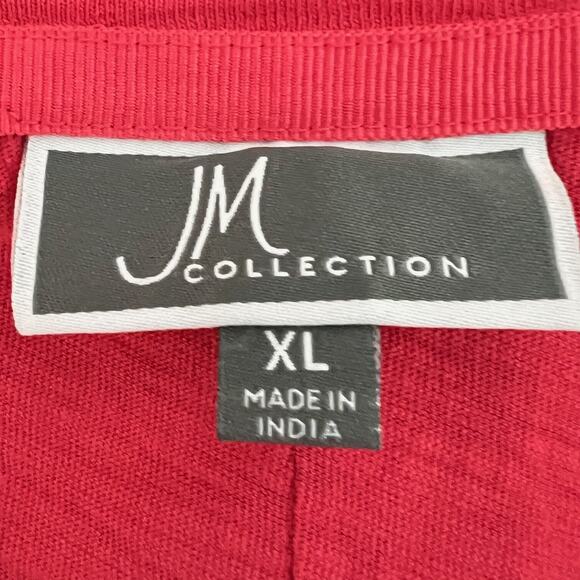 JM Collection Womens Knit Tunic XL Dark Pink Accent Buttons 3Q Sleeves Artsy - Picture 5 of 6